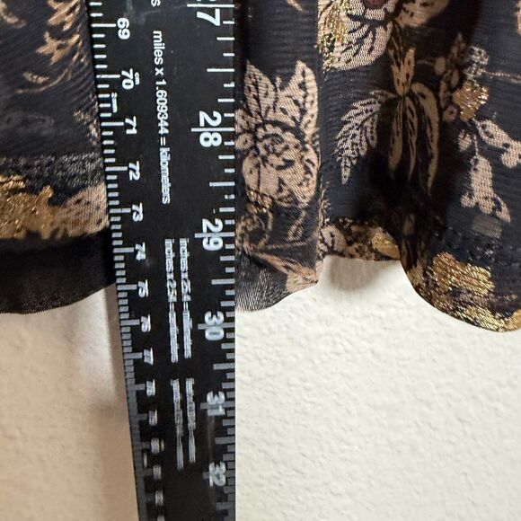 Style & Co Blouse Women's XXL Black Mesh Metallic Floral Long Sleeve Top - Picture 5 of 8